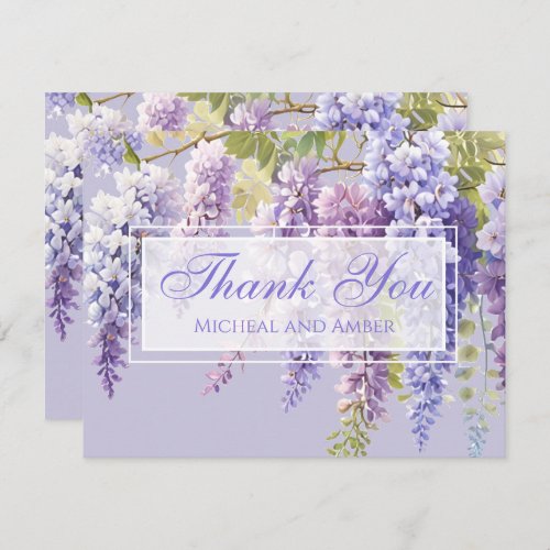 Purple lavender watercolor floral wisteria lilac  thank you card