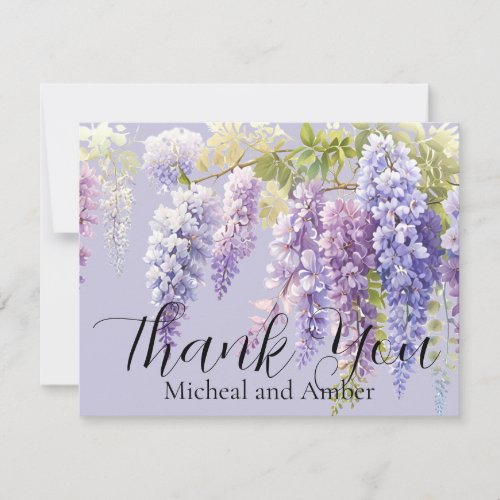 Purple lavender watercolor floral wisteria lilac  thank you card