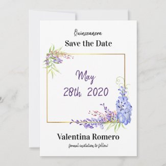 Purple Lavender Watercolor Wisteria Floral Save The Date