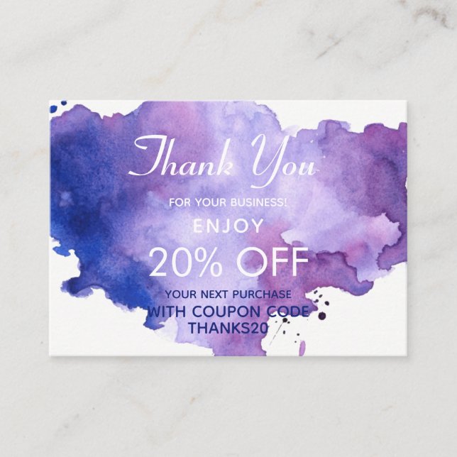 Purple Lavender Watercolors Thank You Discount (Front)