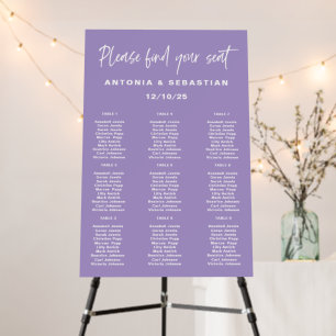 Purple Lavender Wedding Seating Chart Foam Board