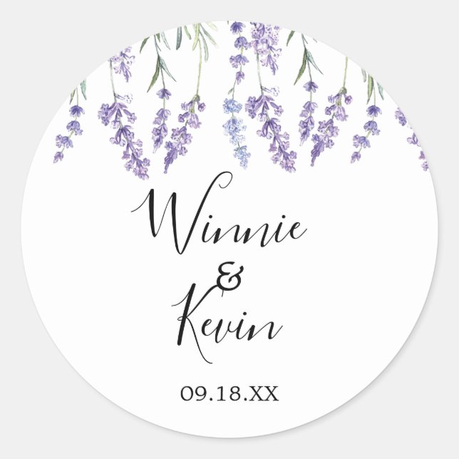 Purple, Lavender Wedding Stickers (Front)