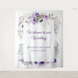 Purple Lavender & White Anemones Floral Tapestr Tapestry