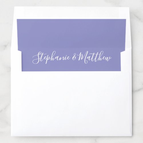 Purple Lavender White Bride Groom Names Wedding Envelope Liner