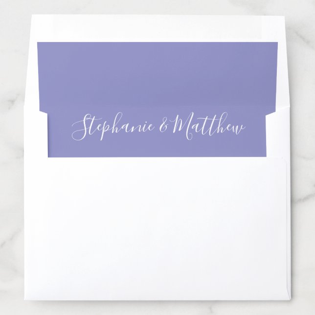 Purple Lavender White Bride Groom Names Wedding Envelope Liner (In Envelope)