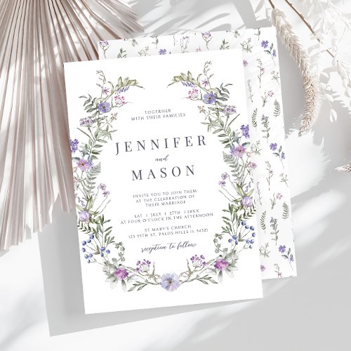 Purple lavender wildflower wedding Invitation