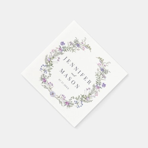 Purple lavender wildflower wedding Paper Napkins