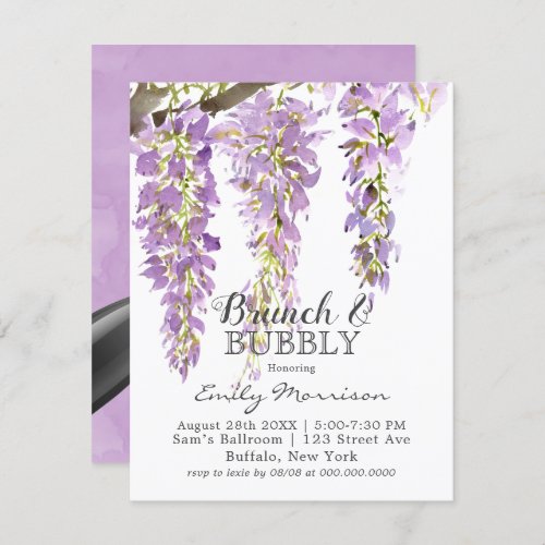 Purple Lavender Wisteria Brunch  Bubbly Invites