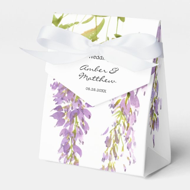 Purple Lavender Wisteria Wedding Favor Boxes (Front Side)