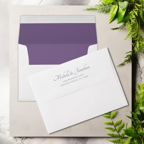 Purple Lavender with Return Address Wedding Envelope