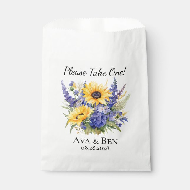 Purple Lavender with Sunflowers Wedding Favor Bag (Front)