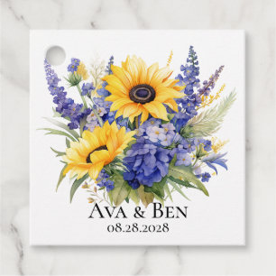 Purple Lavender with Sunflowers Wedding Favor Tags