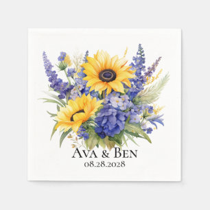 Purple Lavender with Sunflowers Wedding Napkins