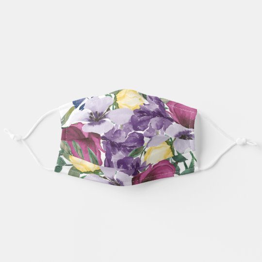 Download Purple Lavender Yellow Watercolor Floral Adult Cloth Face Mask Zazzle Com PSD Mockup Templates