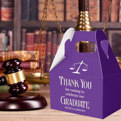 Purple Law School Custom Graduation Party Favor Boxes