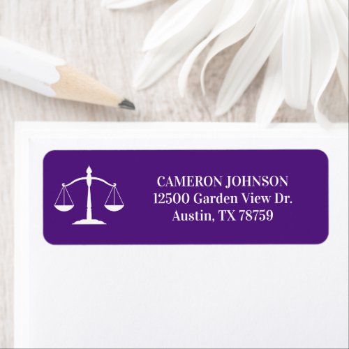Purple Law School Custom Lawyer Return Address Label