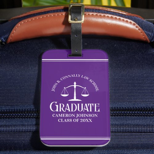 Purple Law School Graduate Personalized Graduation Luggage Tag