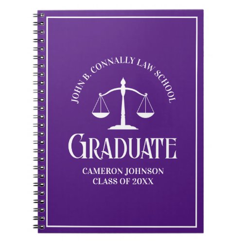 Purple Law School Graduate Personalized Graduation Notebook