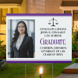 Purple Law School Graduation Photo Yard Sign