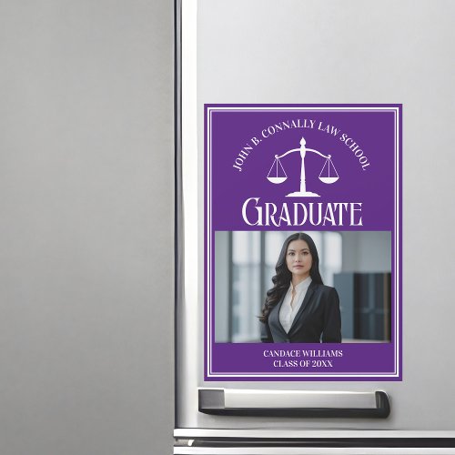 Purple Law School Photo Graduation Magnet Card