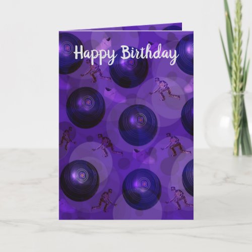 Purple Lawn Bowls Inspired Birthday Card Card