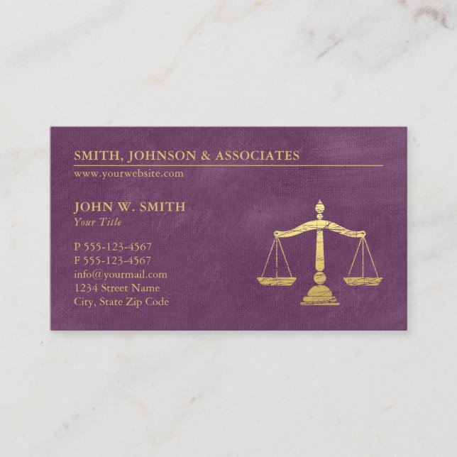 Purple Lawyer Scales of Justice Appointment (Front)