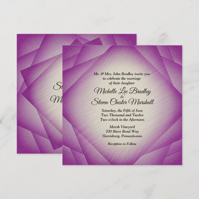 Purple Layers Wedding Invitations (Front/Back)