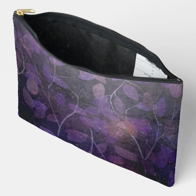 Purple Leaf Glow Accessory Pouch (Open)