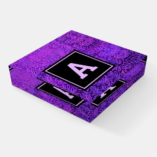 Purple leaf pattern monogram botanical bold modern paperweight