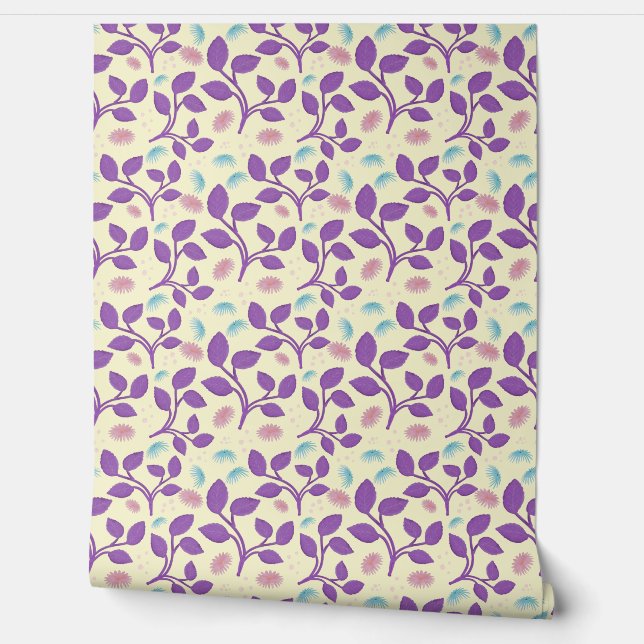 Purple leaf pattern  wallpaper  (Unrolling)