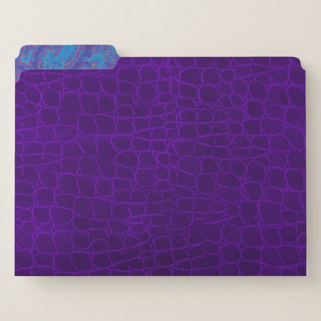 Purple Leather and Paisley Pattern File Folder (Front Left)