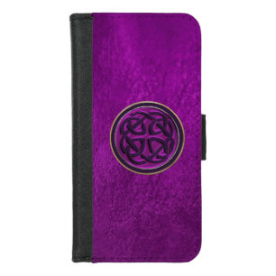 Purple Leather Celtic Knot iPhone Wallet Case