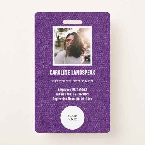 Purple Leather  Employee Photo  Logo Badge