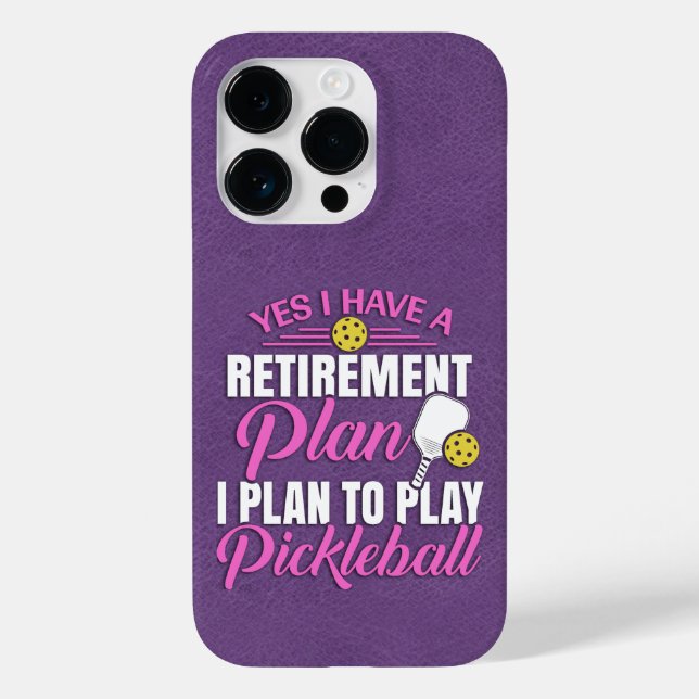Purple Leather Funny Pickleball Case-Mate iPhone Case (Back)