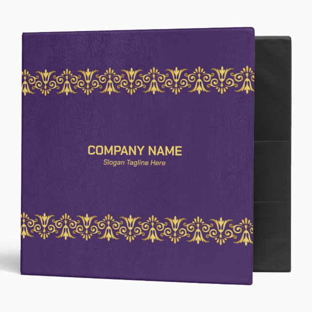 Purple Leather Gold border 3 Ring Binder (Front/Inside)