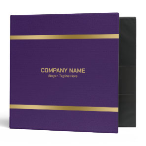Purple Leather Gold Stripes Accents 3 Ring Binder