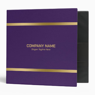 Purple Leather Gold Stripes Accents 3 Ring Binder