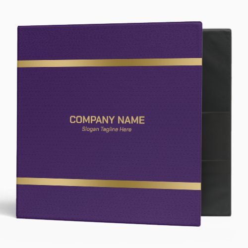 Purple Leather Gold Stripes Accents 3 Ring Binder
