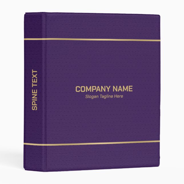 Purple Leather Gold Stripes Accents Mini Binder (Front/Spine)