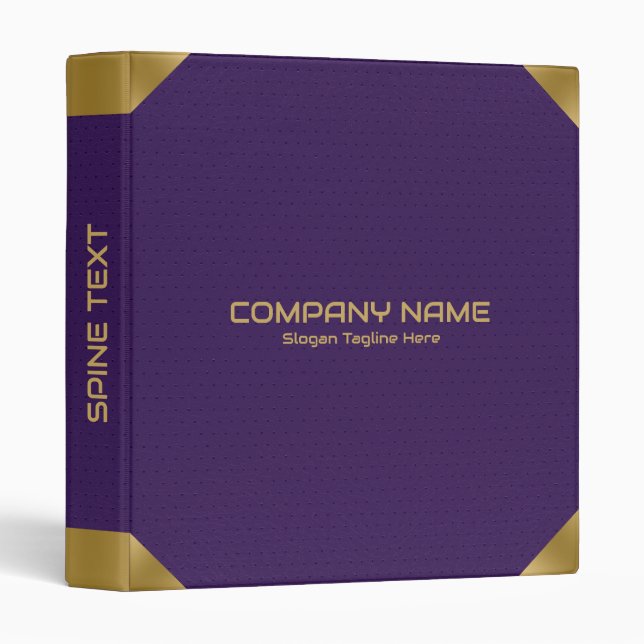 Purple Leather image print with gold accents 3 Ring Binder (Front/Spine)