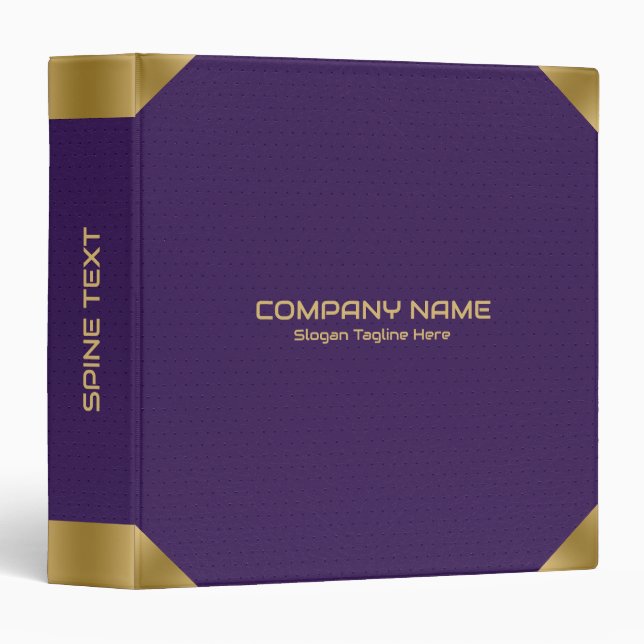 Purple leather image print with gold accents 3 ring binder (Front/Spine)