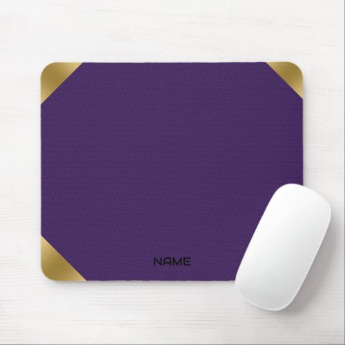 Purple leather image print with gold accents mouse pad