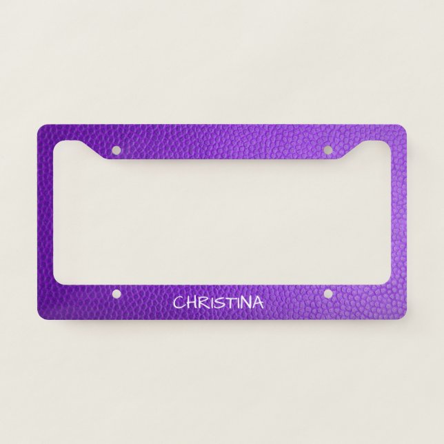 Purple Leather Look Custom License Plate Frame (Front)