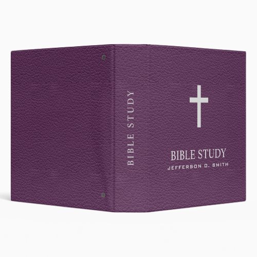 Purple  Leather Look Holy cross  BIBLE STUDY  3 Ring Binder