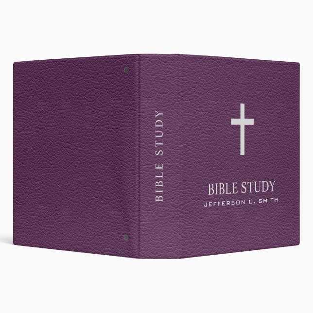 Purple  Leather Look Holy cross  BIBLE STUDY  3 Ring Binder (Background)