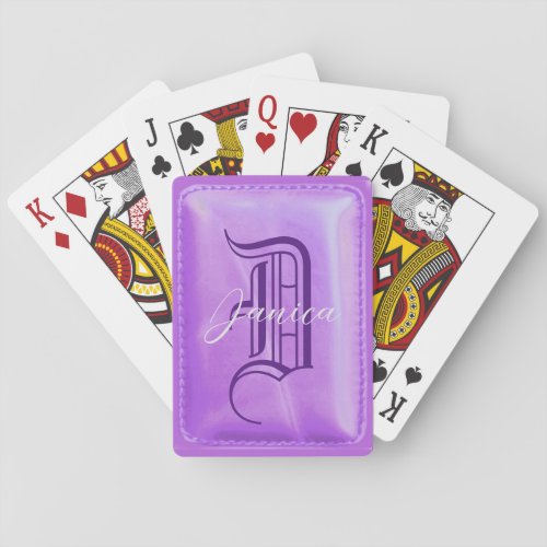 Purple Leather Look Playing Cards