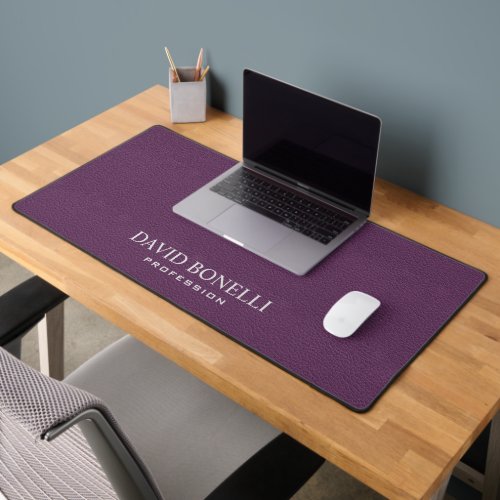 Purple Leather Masculine Personalized Elegant NAME Desk Mat