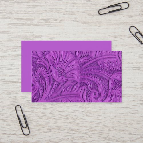 Purple Leather Print Business Cards