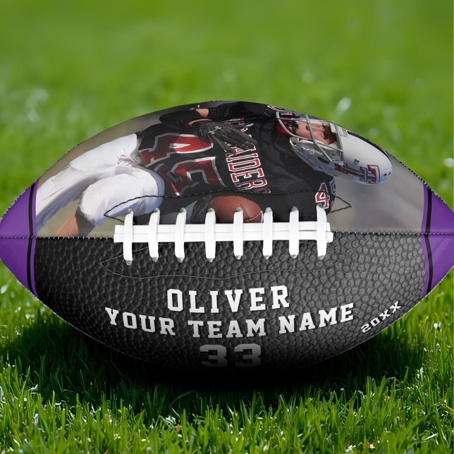 Purple Leather Print Player Name Number Team Photo Football (Creator Uploaded)
