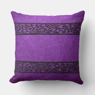 Purple Leather Throw Pillow